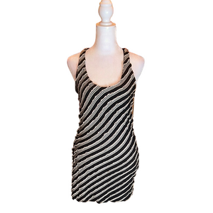 RACHAEL & CHLOE Sexy Little Black & Cream Striped Ruffle Tank Dress Size M